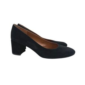 Margaux The Heel Black Suede Round Toe Block Heel Pumps Size 39.5 / US 9 Wide